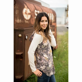 Comfort Design Vintage Grey Floral Hoodie