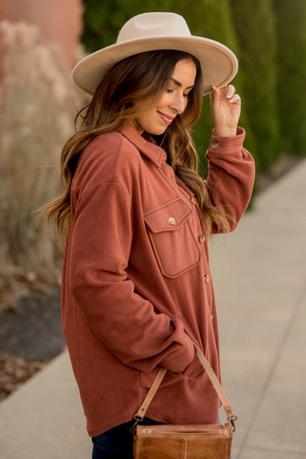 So Soft Button Shacket Packable design