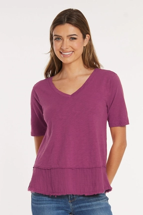 DoubleStitched Seams Seasonal Must-Have Mododoc Half Sleeve Mixed Media Tee