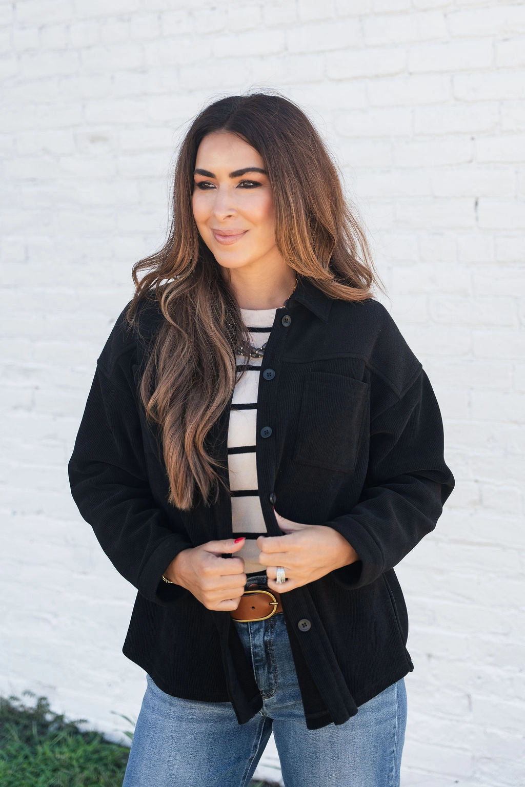 Autumn Layers High Neck Solid Top Ribbed Shacket