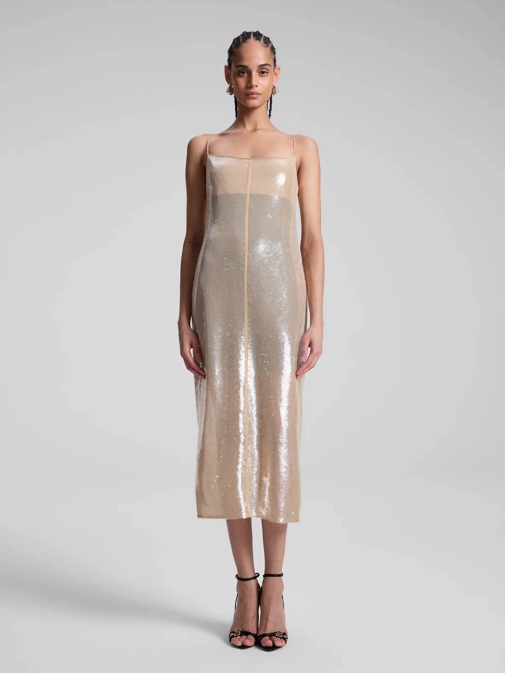 Danielle Sequin Embellished Midi Dress Soft Silhouette Silky Movement