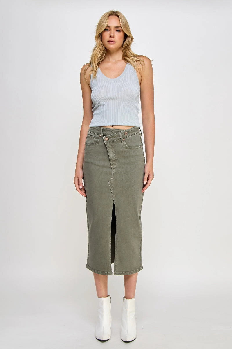 Simple Layer Vibrant Touch CROSSOVER MIDI SKIRT