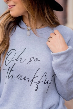 Front Pocket product patchwork creativity Oh So Thankful Graphic Crewneck