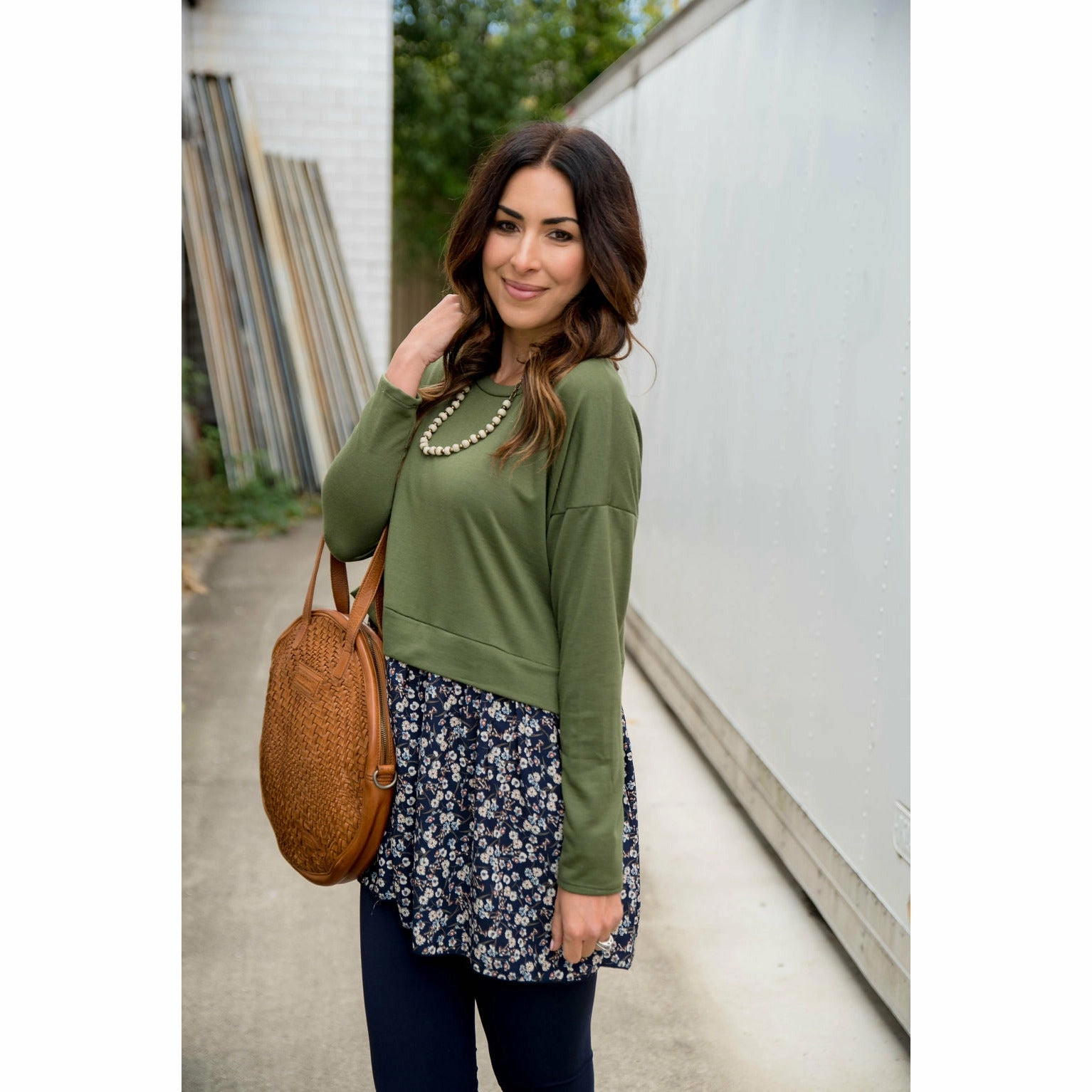 Vintage Floral Blouse Bottom Sweatshirt Street Layer