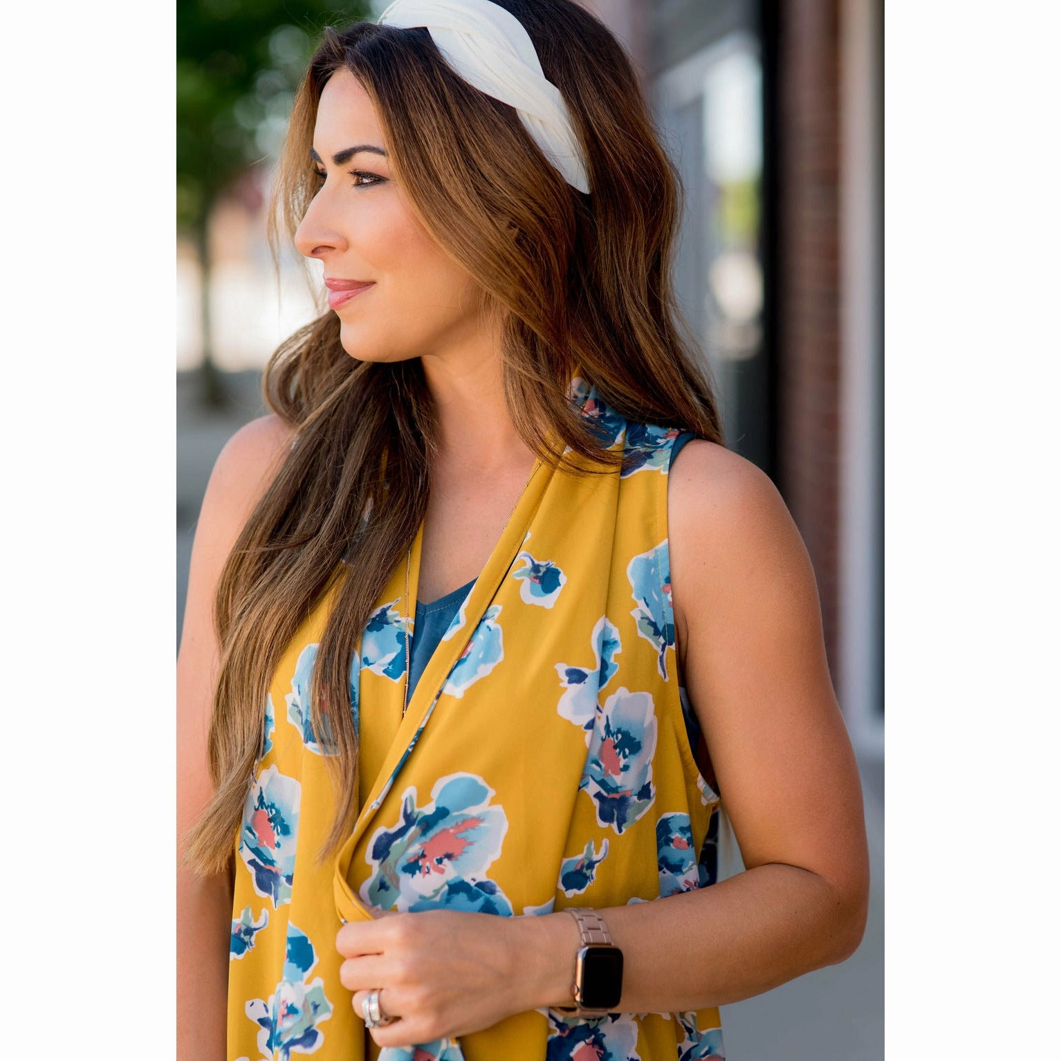 Watercolor Floral Kimono Vest Pocket Placement Soft Lined Interior