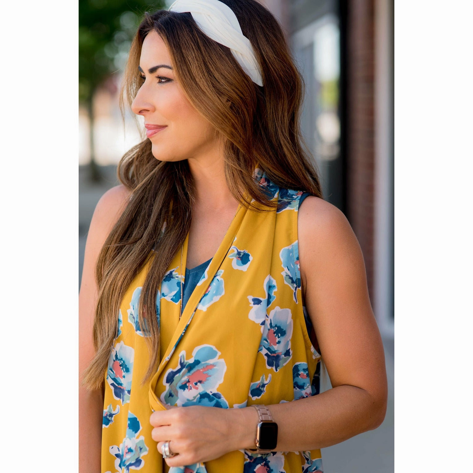 Watercolor Floral Kimono Vest UV Protective Layer Flexible Articulated Elbows