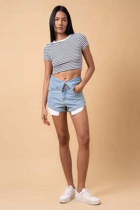 Super High Rise Self Belted Flap Waist Shorts TearResistantBuild