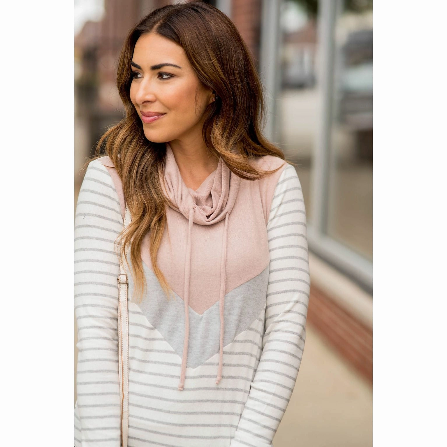 Striped Chevron Cowl Neck product semi formal grace