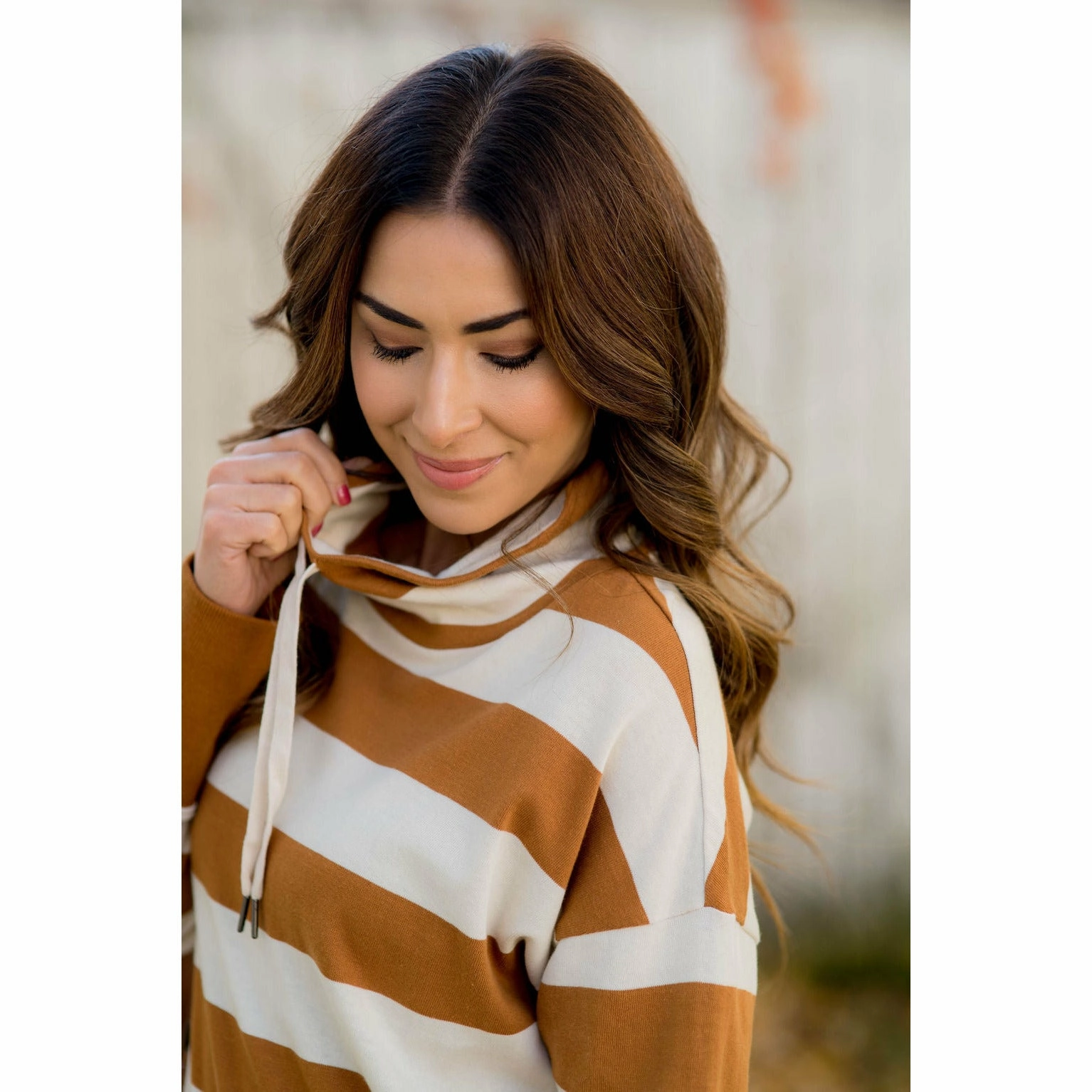 Criss Cross Wrap Striped Cowl Neck marbled Cozy Fit