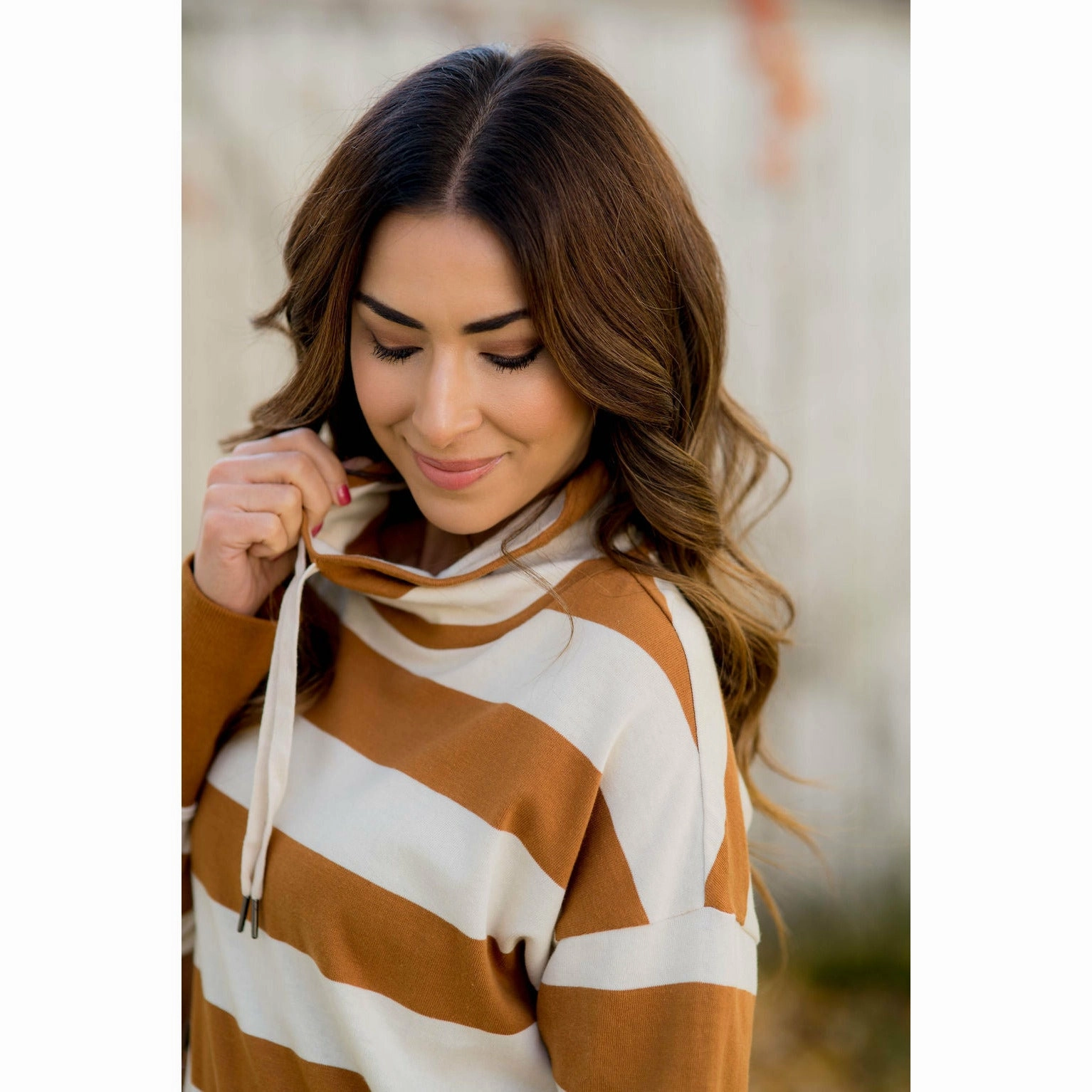 Criss Cross Wrap Striped Cowl Neck product ethnic authenticity