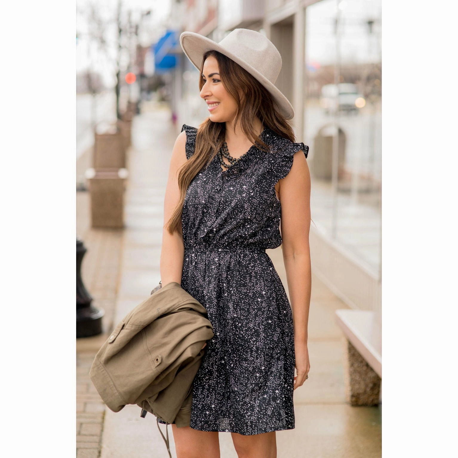 Splatter Dot Ruffle Dress Decorative-Design