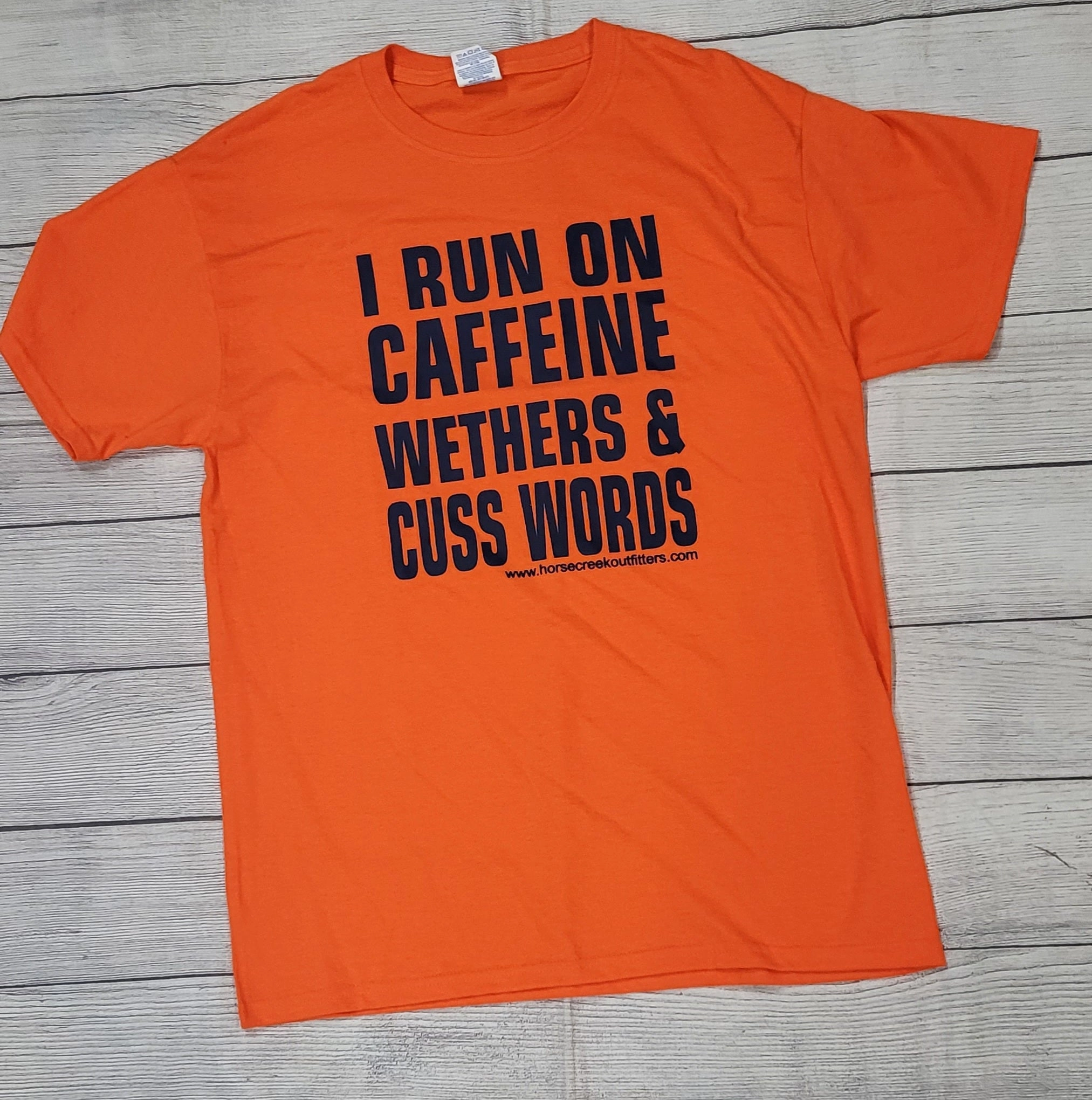 Run On Caffeine, Weathers & Cusswords Tee-Orange Light Style Trend Fresh Style Trend