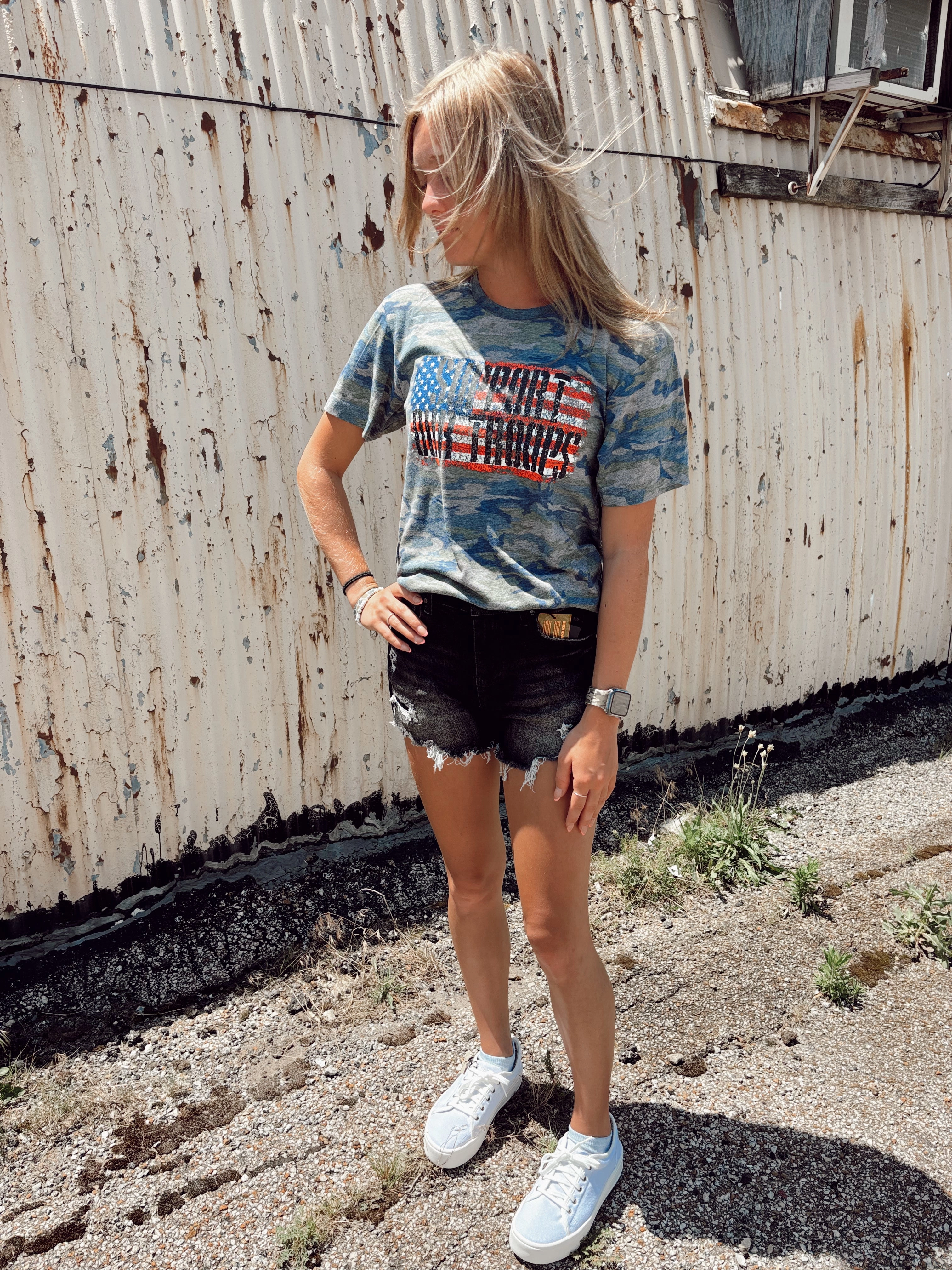 Support Our Troops Graphic Tee School spirit AdvancedMoistureManagement