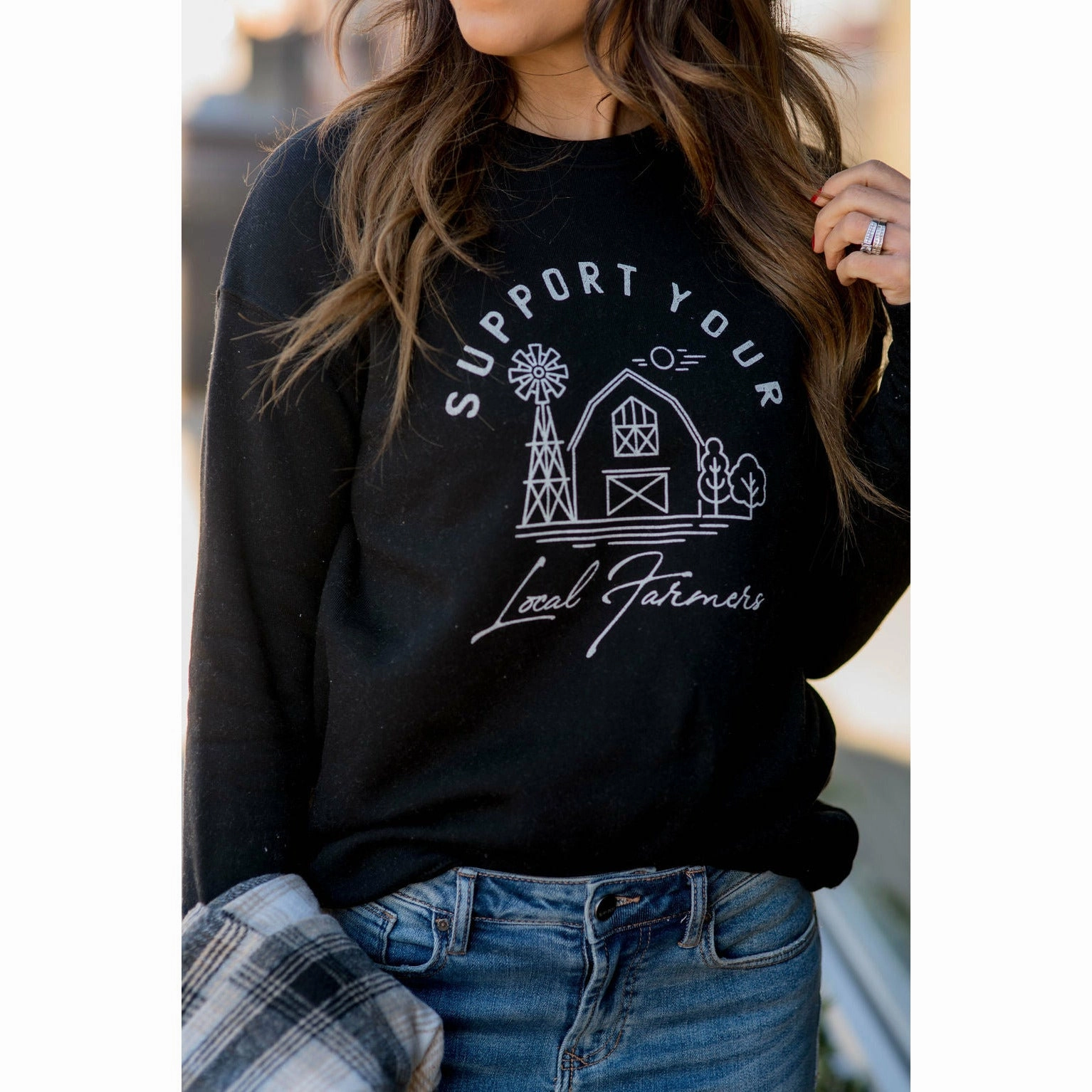 product packaging Simple Fashion Support Your Local Farmer Farmhouse Crewneck