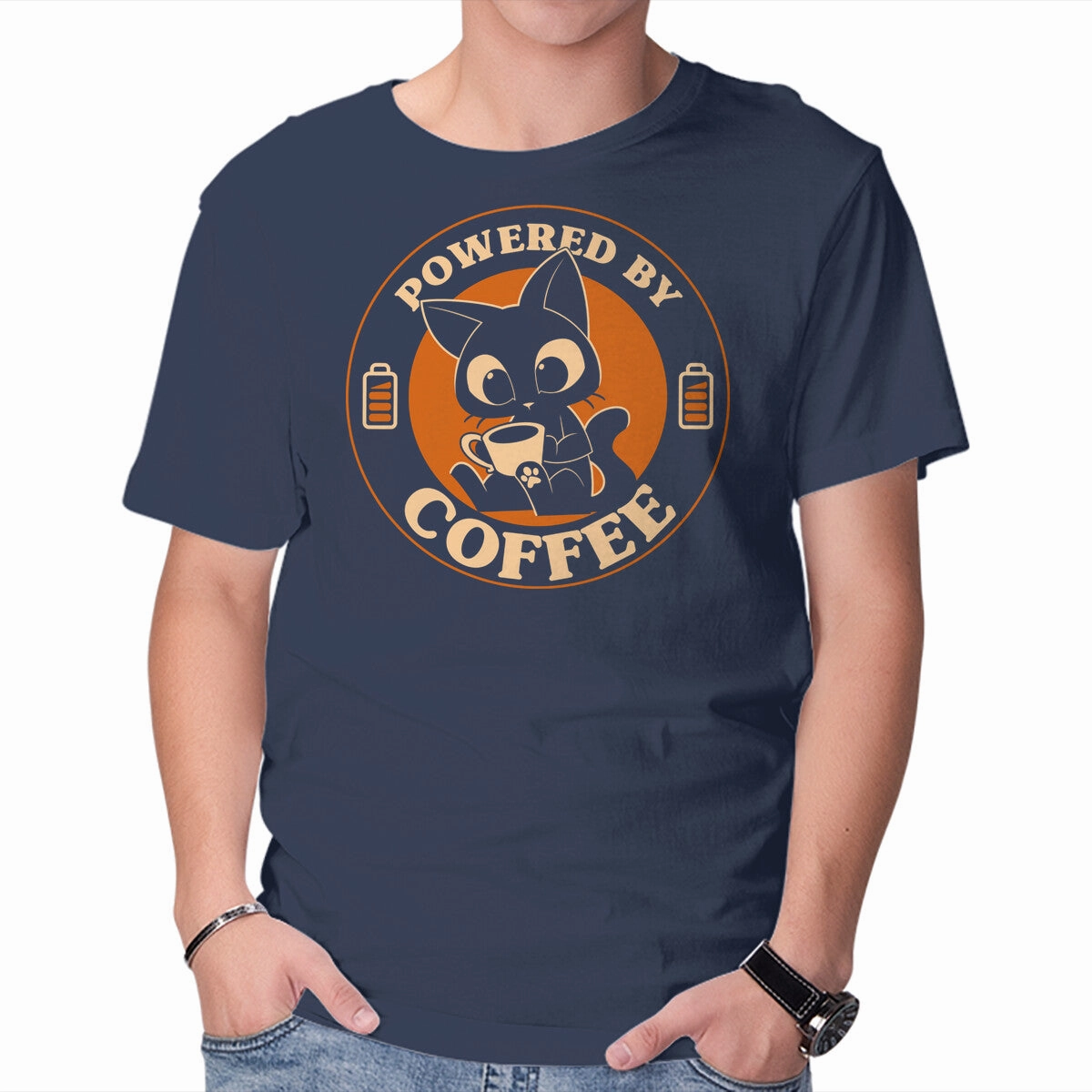 Powered By Coffee Cat Breathable Comfort Design