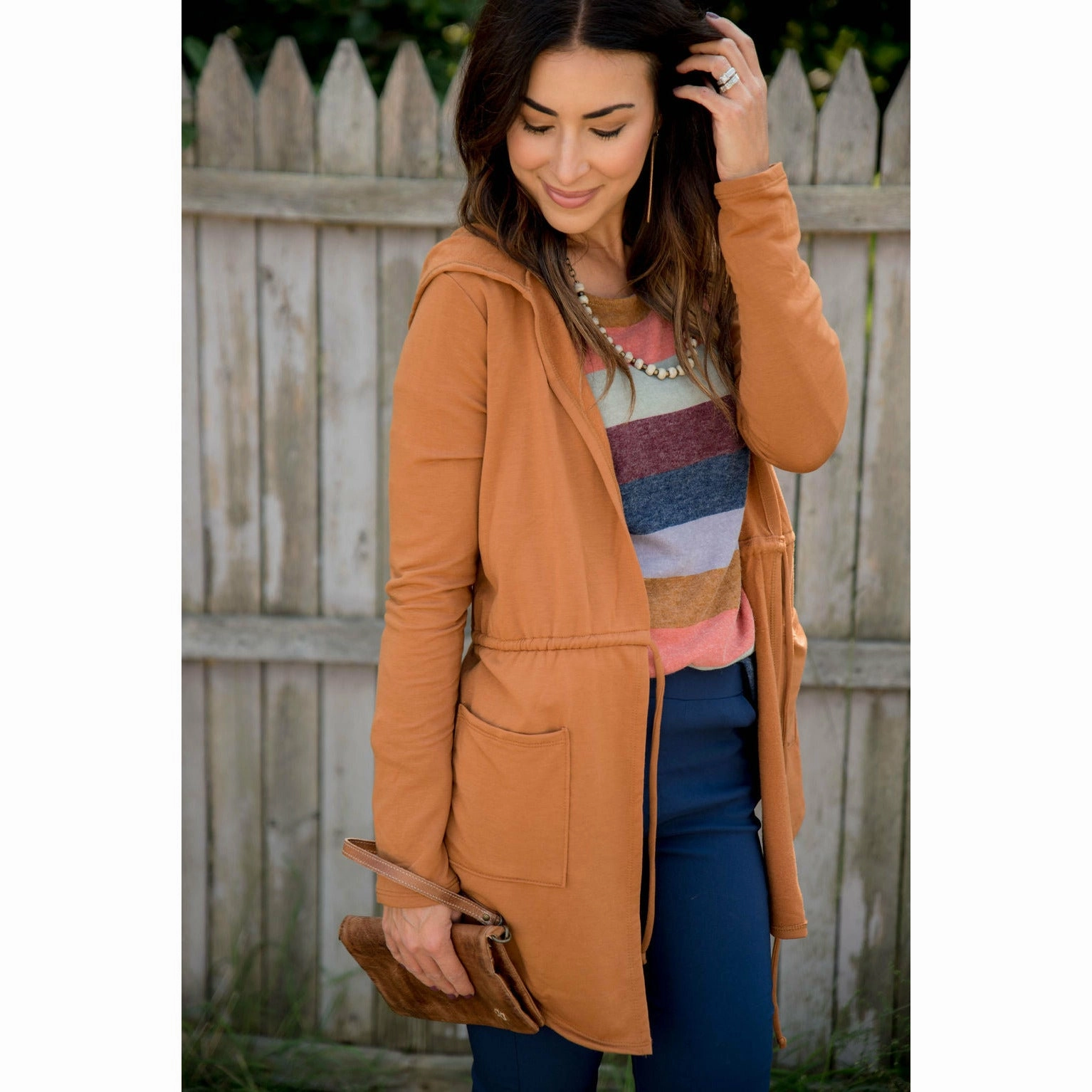 Soft Touch Lining Versatile Layering Sweatshirt Tie Jacket