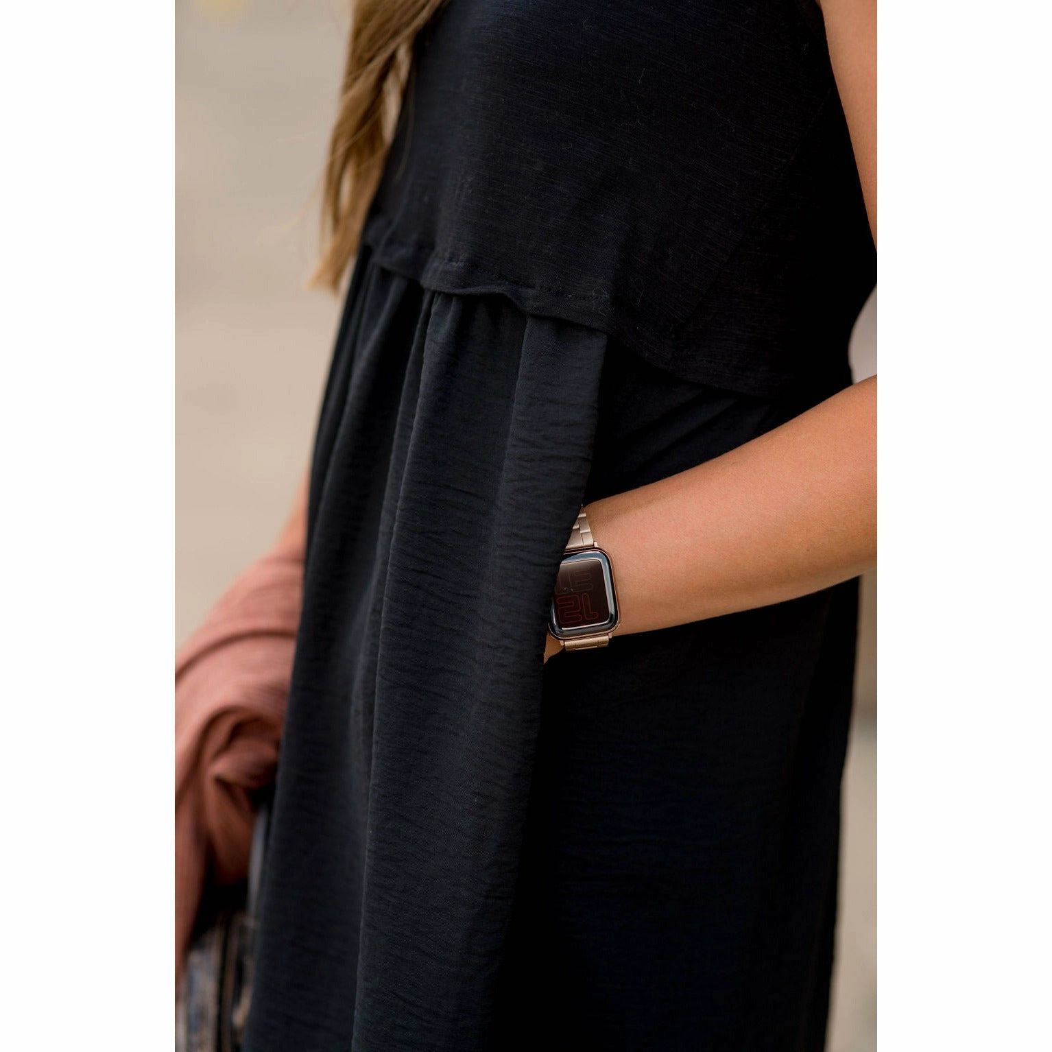 Faux Layered Pocket Tank Dress Soft Texture Comfortable Wear