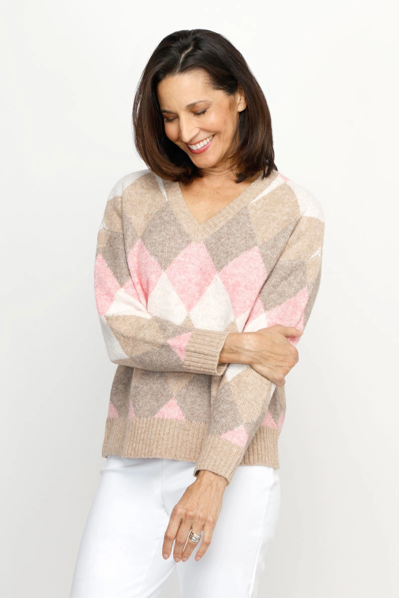 Ten Oh 8 Argyle Sweater Effortless Comfort Wear Lightweight Wear