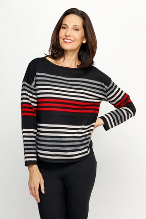 Versatile Layering Piece Ten Oh 8 Striped Boatneck Sweater