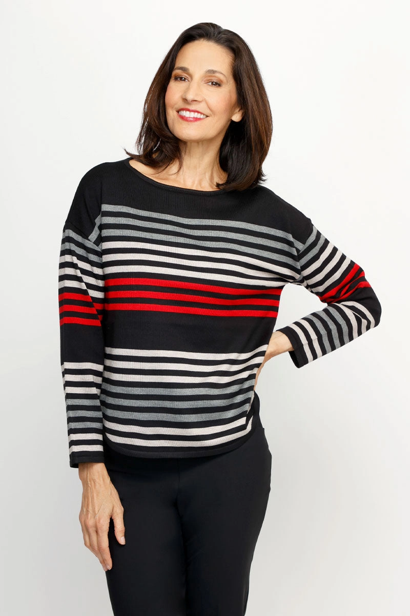 Knit Essentials Ten Oh 8 Striped Boatneck Sweater