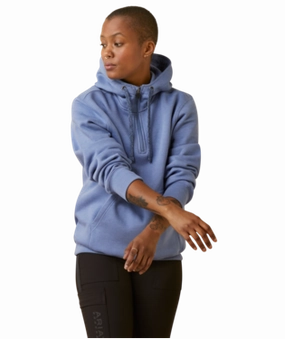 Relax Fit Wear Minimal Fit Ariat Women??s Rebar Graphic Hoodie- Colony Blue Heather