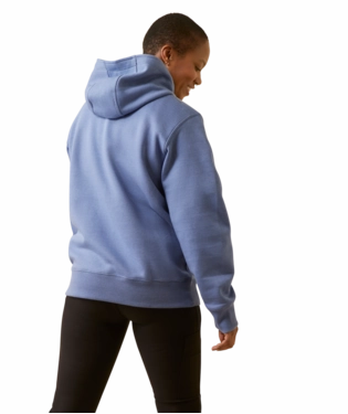 Drop Shoulder Design Ariat Women??s Rebar Graphic Hoodie- Colony Blue Heather
