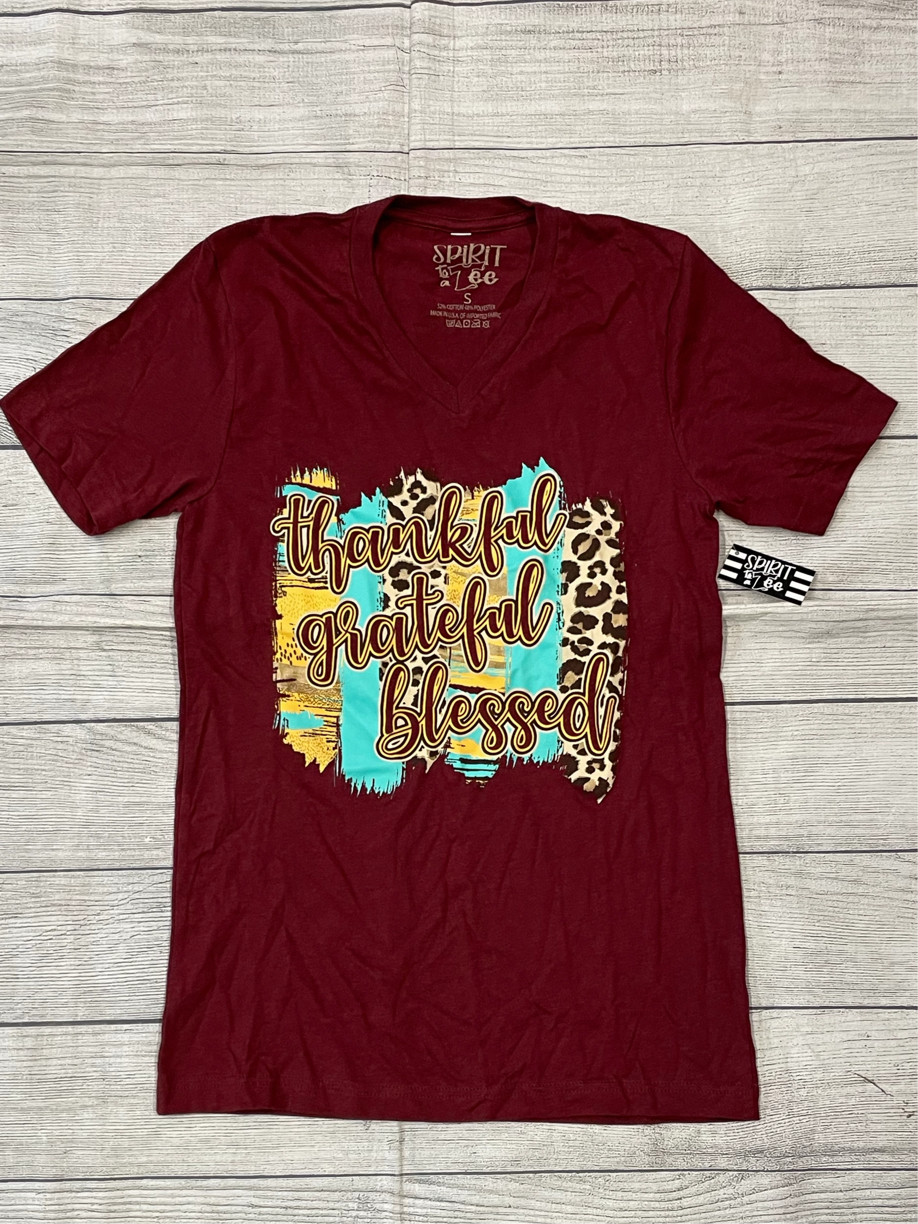 Thankful, Grateful, Blessed Tee Chafe Free Armhole Cozy Touch