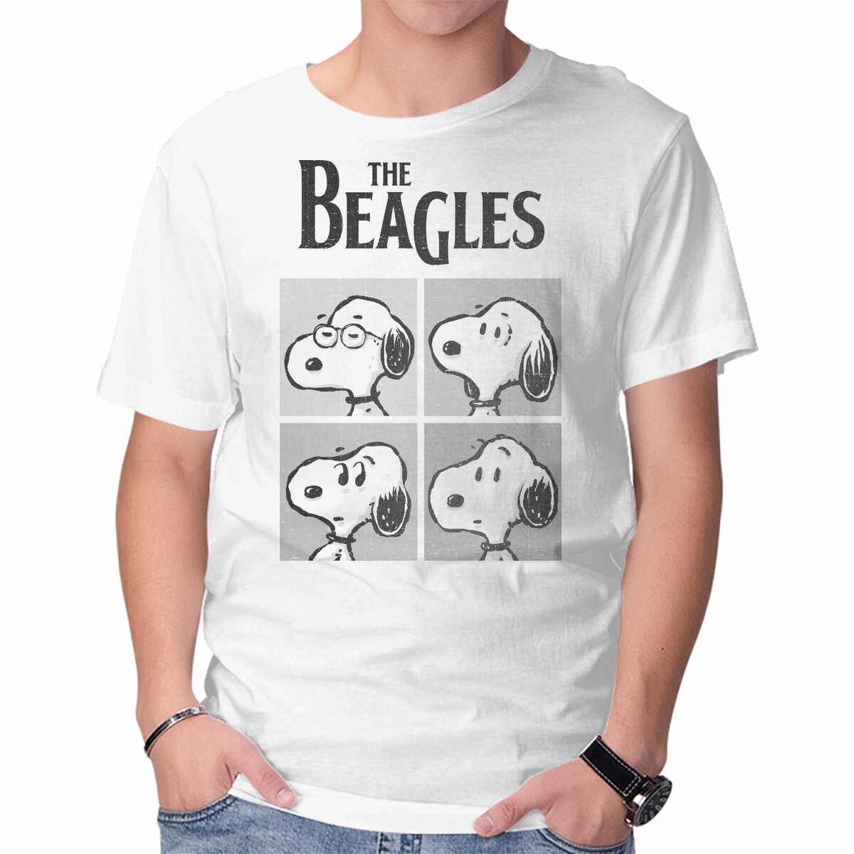 Playful Prints Eco Friendly Fabric The Beagles White Album