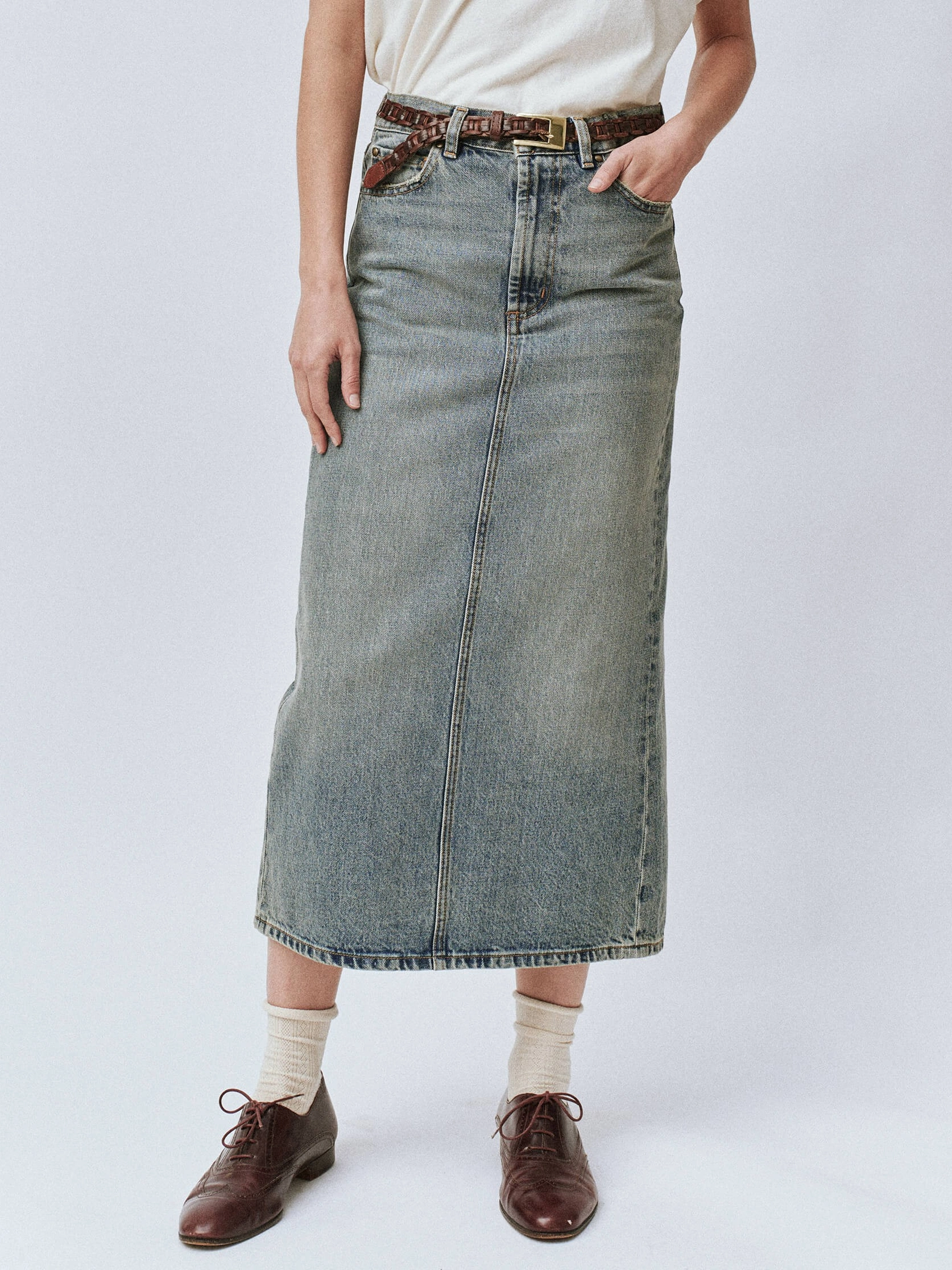 The Column Skirt raw hem