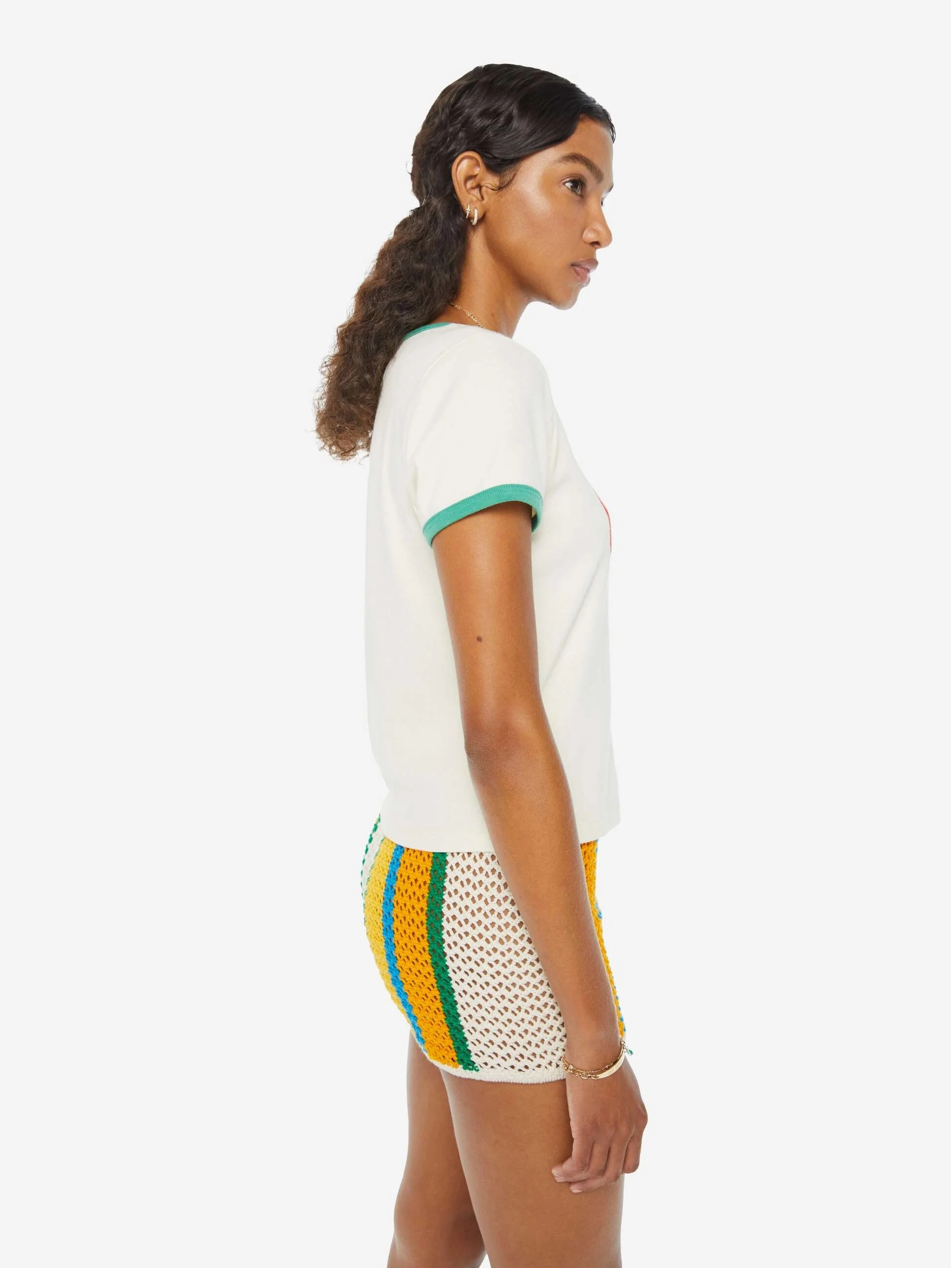 The Itty Bitty Ringer Buttonless Closure Ribbed Trim Details