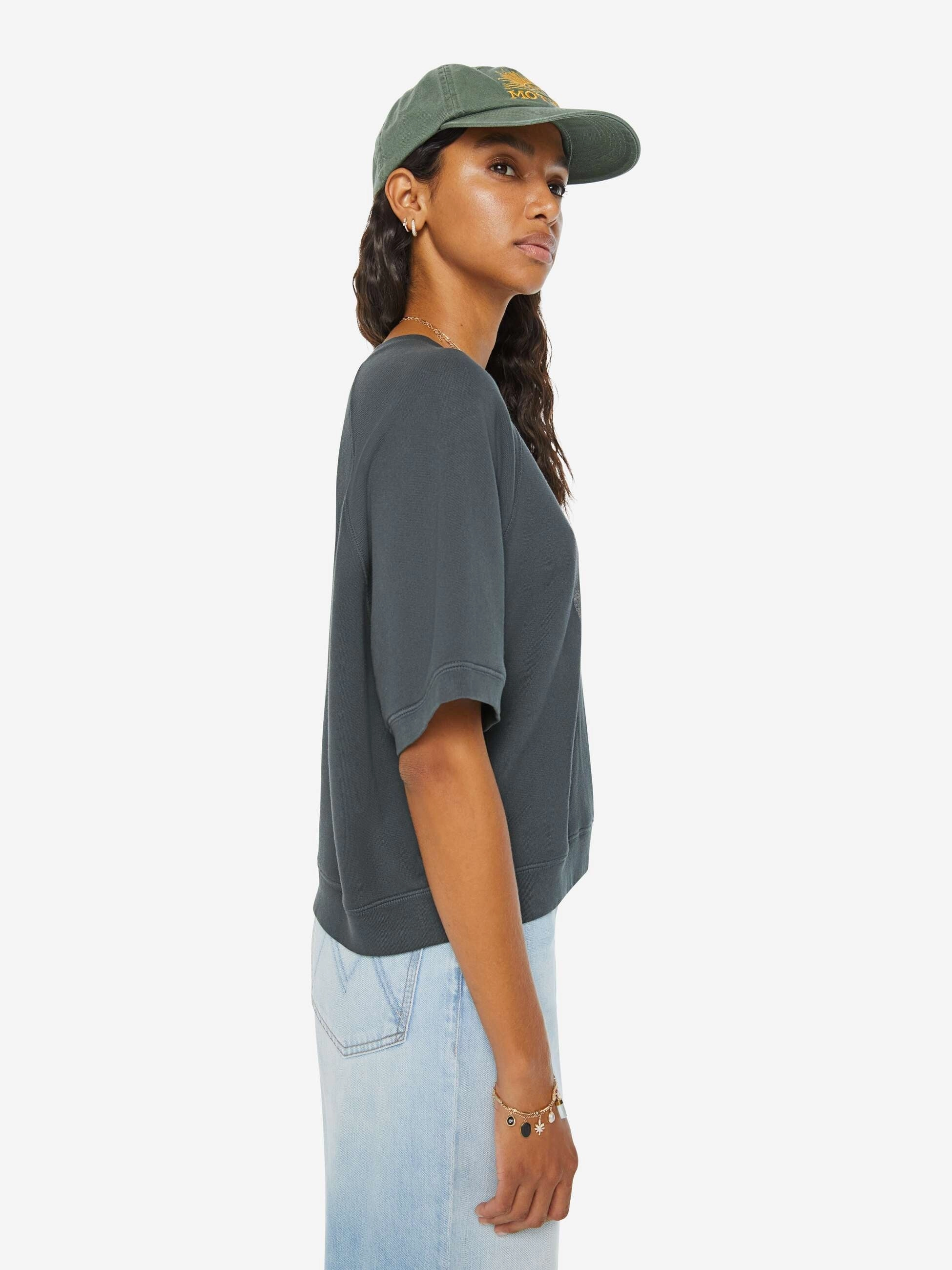 The Short Sleeve Concert Ribbed Neckline BoxyCrop