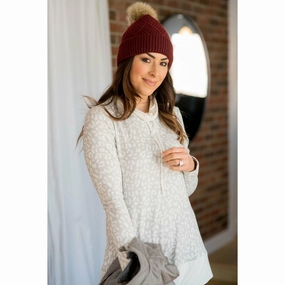 Trendy Comfort Cheetah Solid Trimmed Cowl Neck