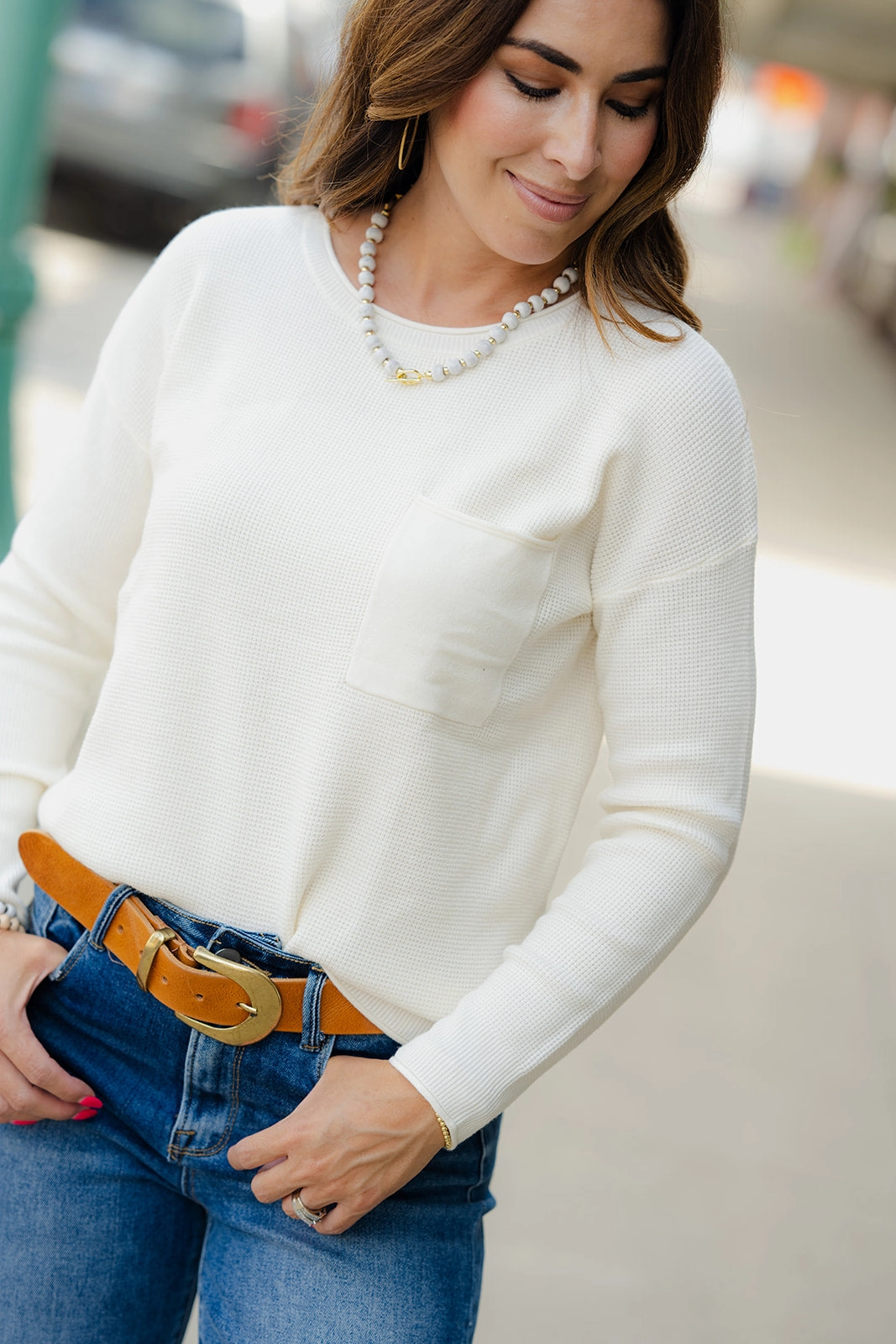 Stretch Knit Technology Classic Knit Design Thermal Pocket Accented Sweater