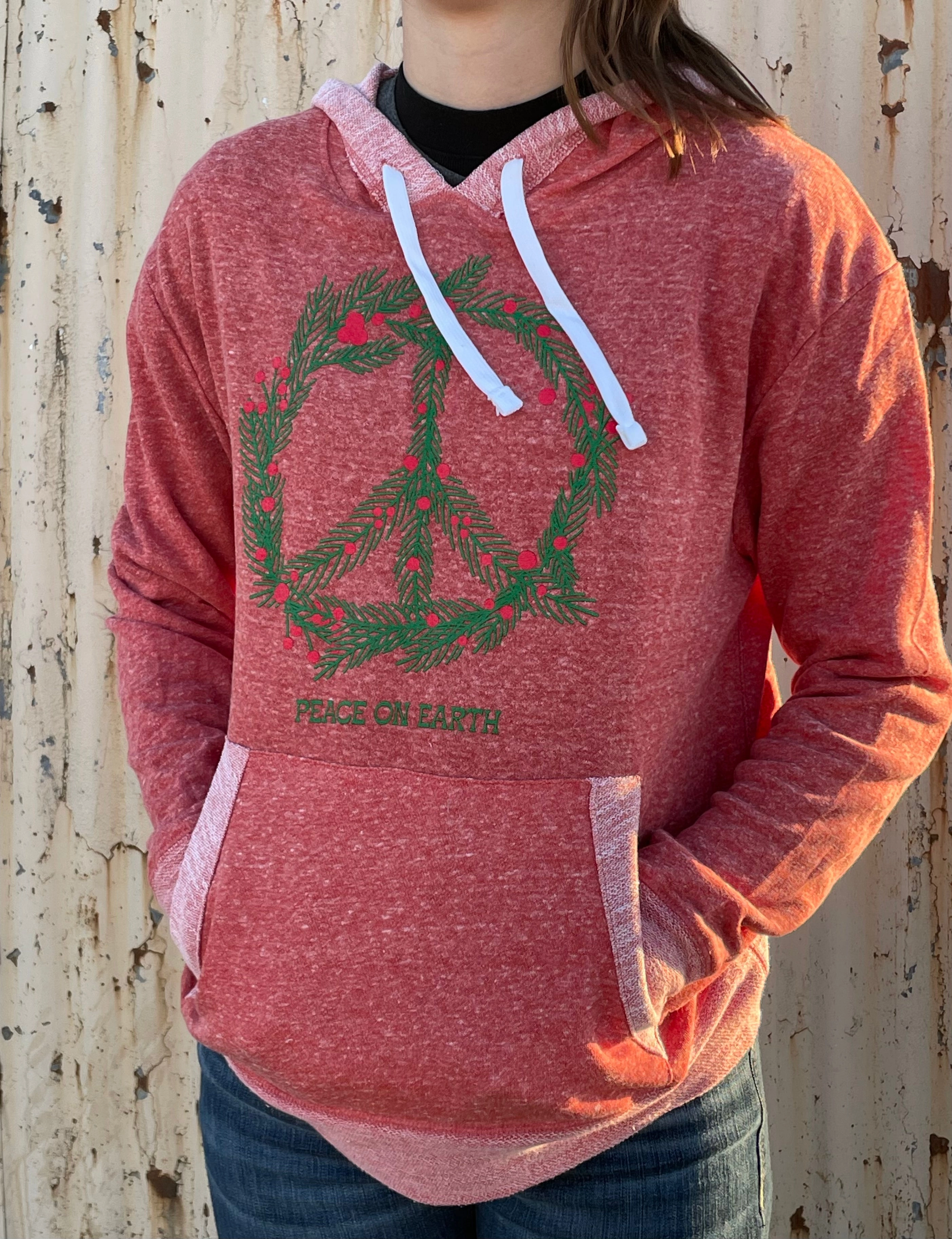 Peace on Earth Sweatshirt Dressy Casual Warm Street