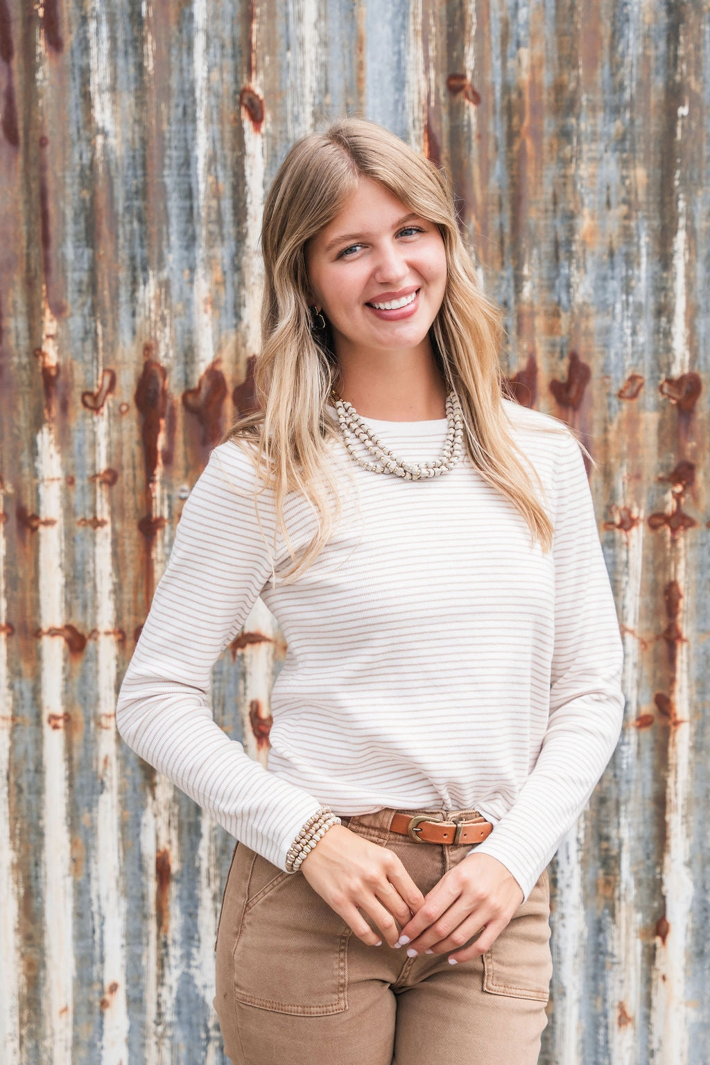 Thin Striped Lightly Ribbed Sweater Everyday Chic