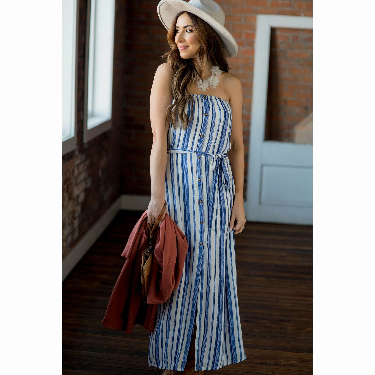 Striped Maxi Strapless Dress Gender Free