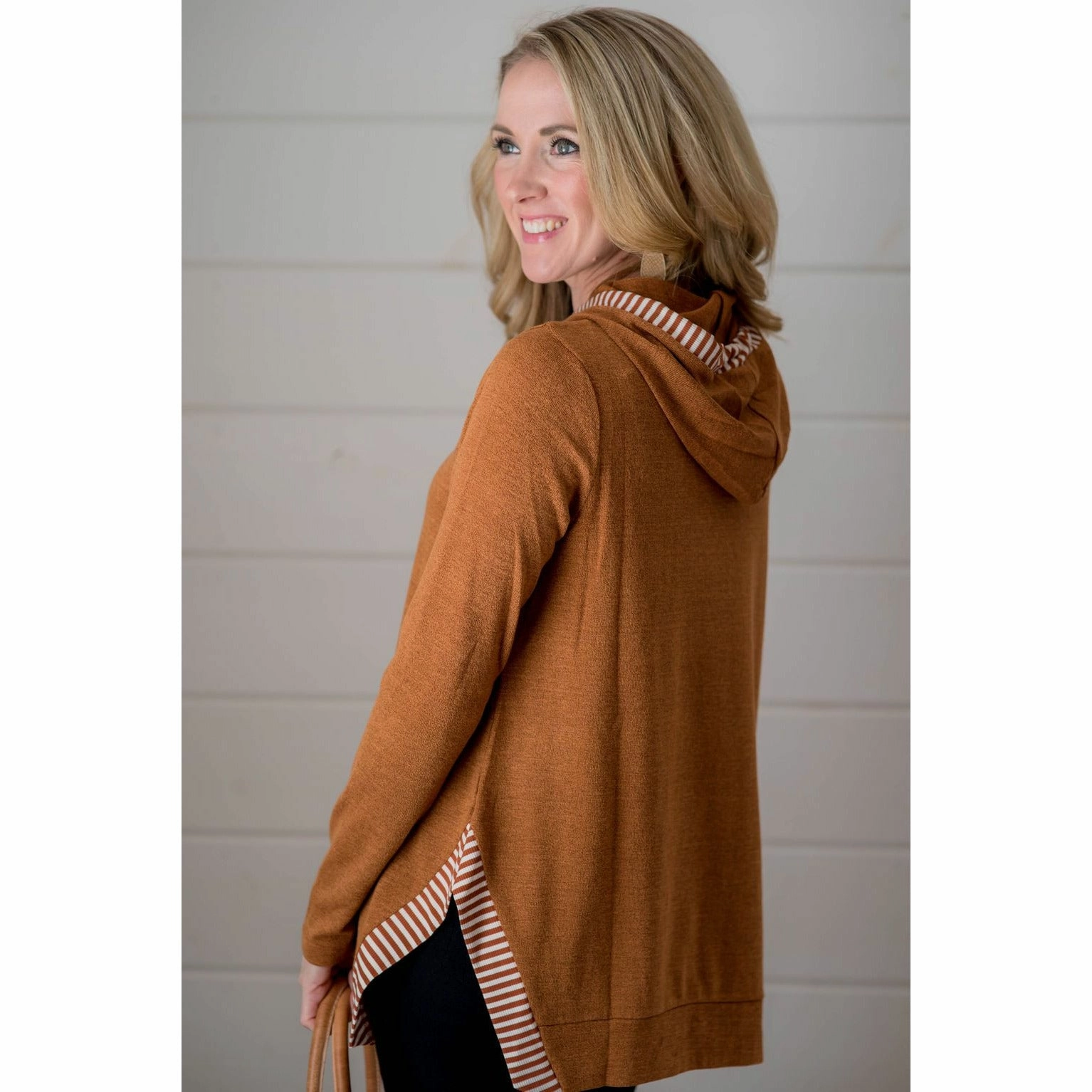 Hint of Stripes Hoodie Houndstooth