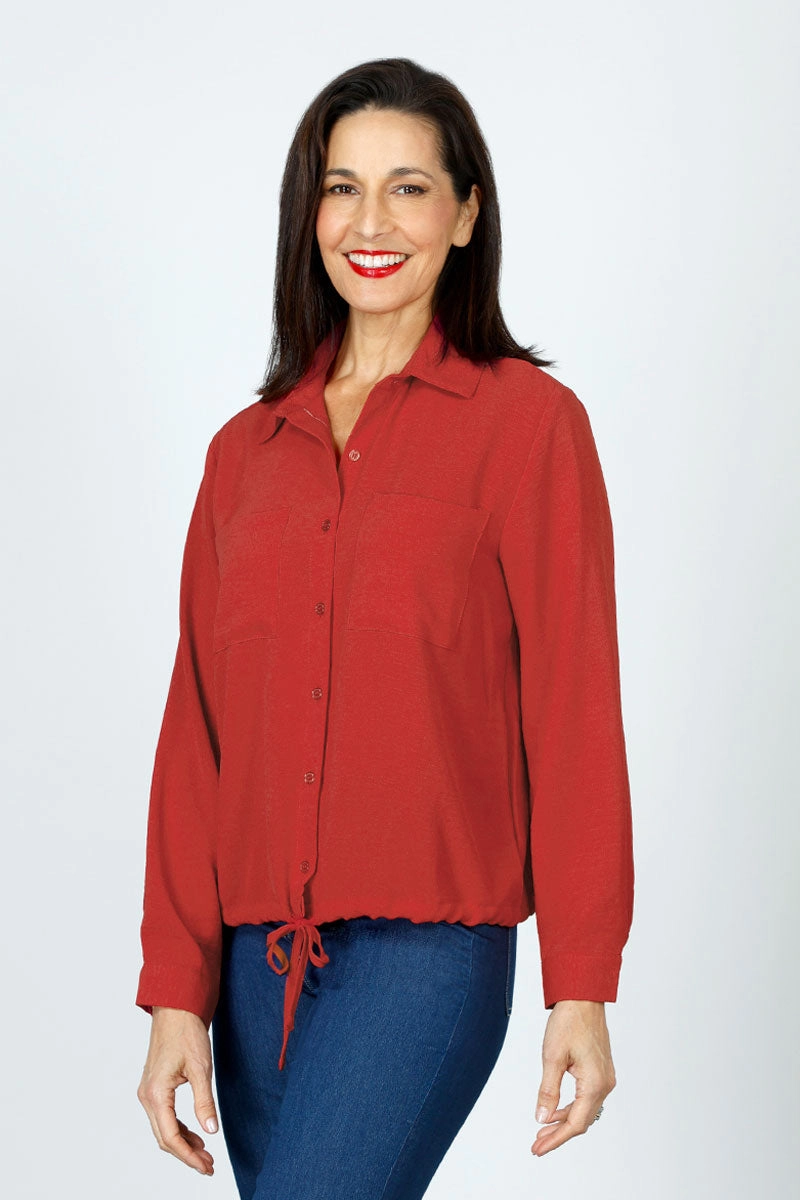 Top Ligne 2 Pocket Button Down Tie Blouse Beach Ready Eco Friendly Dye