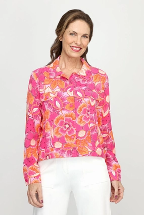 Top Ligne Airflow Pink Floral 2 Pocket Jacket Casual Staple