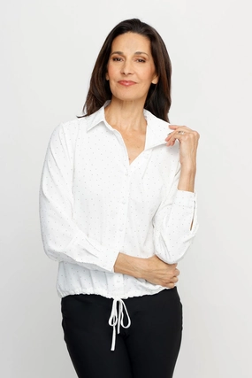 Reinforced Hems Neutral Shade Top Ligne Airflow Studs Button Down Blouse