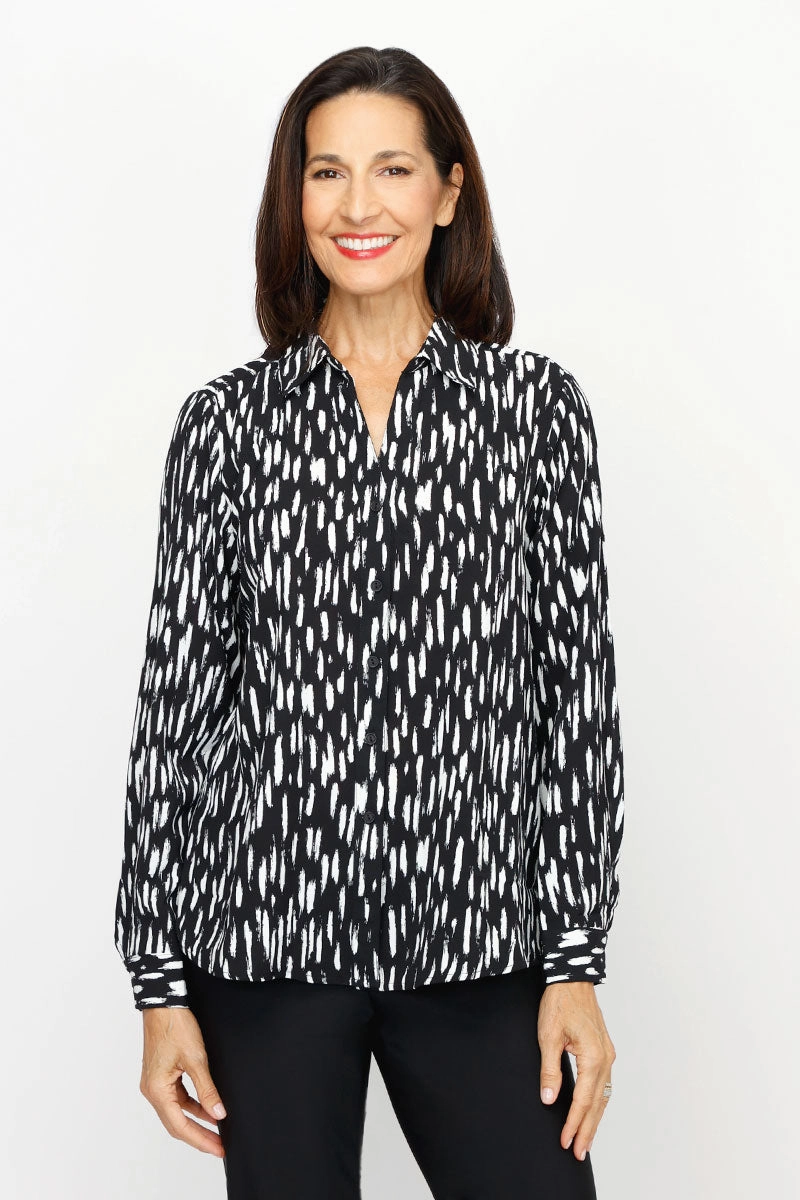 Top Ligne Dots Button Down Blouse Patterned Texture Seasonal Comfort