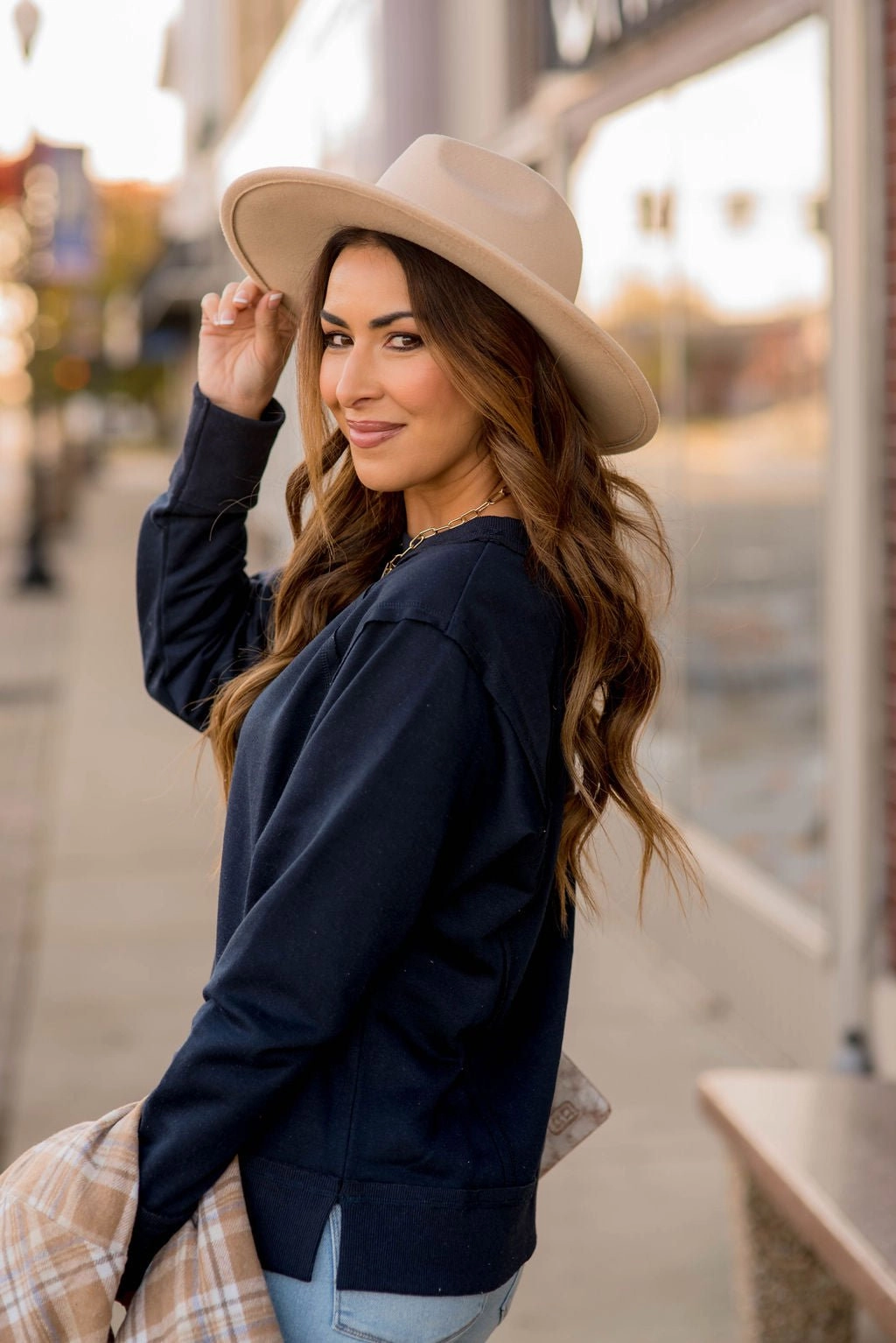 product family bonding Raw Edge Side Slit Sweatshirt