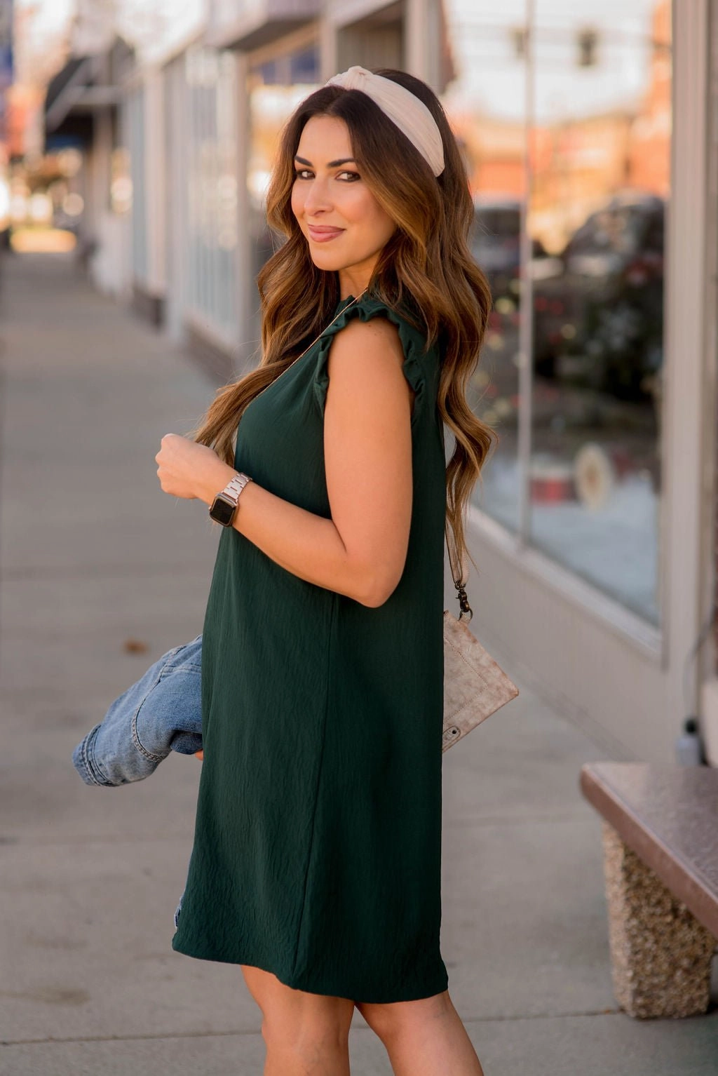 Cinch Neck Tunic Dress Sophisticated Waist Fit Smart and Polished