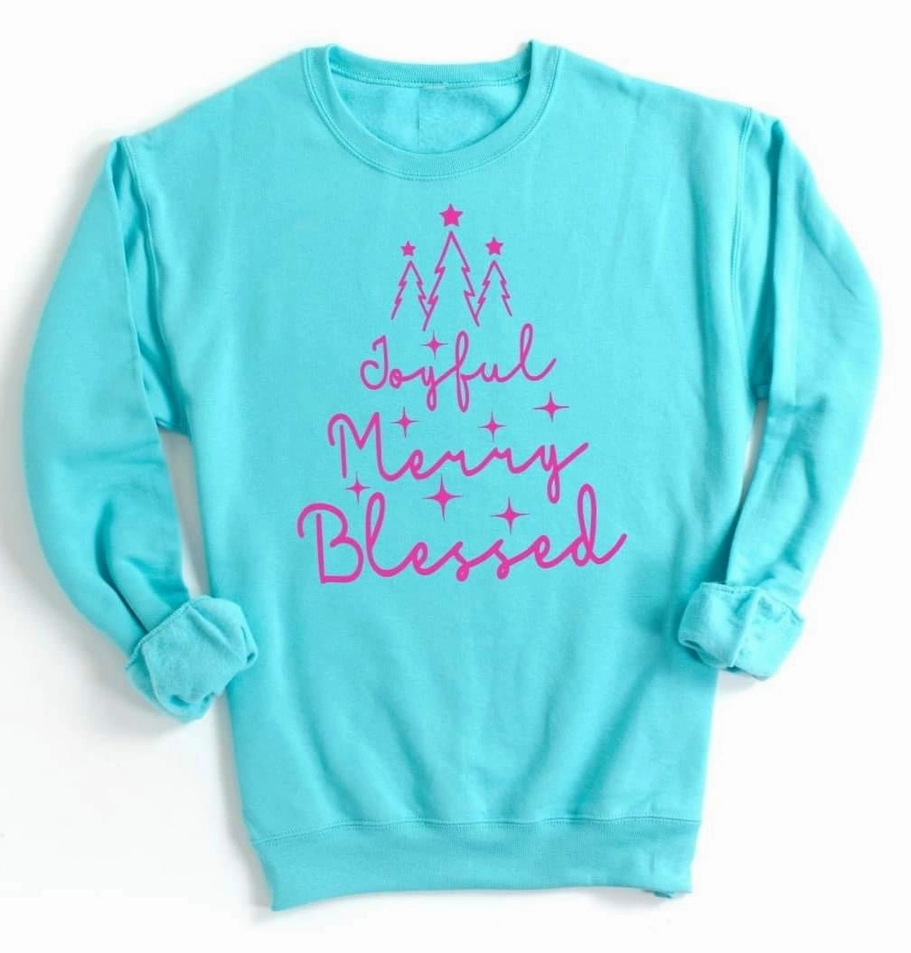 Wolf like Turquoise Joyful Merry & Blessed Sweatshirt