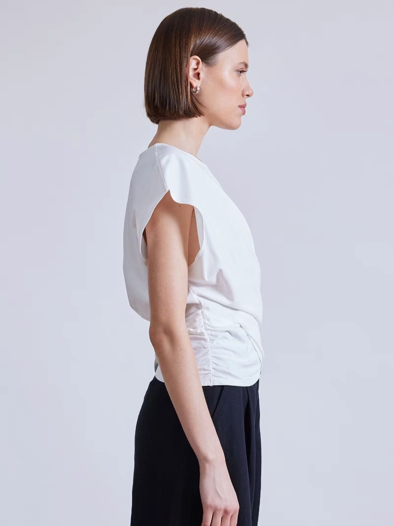 Twist Drape Tee Circular Knit Minimalist Silhouette