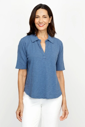 Mododoc Half Sleeve Easy Polo Tee Simple Fashion Perfect Layering