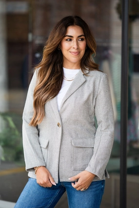 Weekend Casual Fit New Cut Herringbone Dual Pocket Blazer