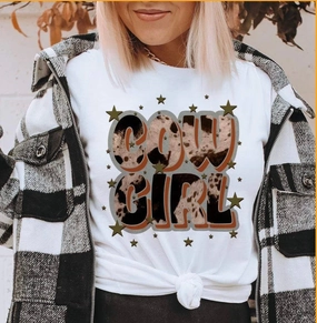 Cow Girl With Stars Sweatshirt theater look Coffee Run