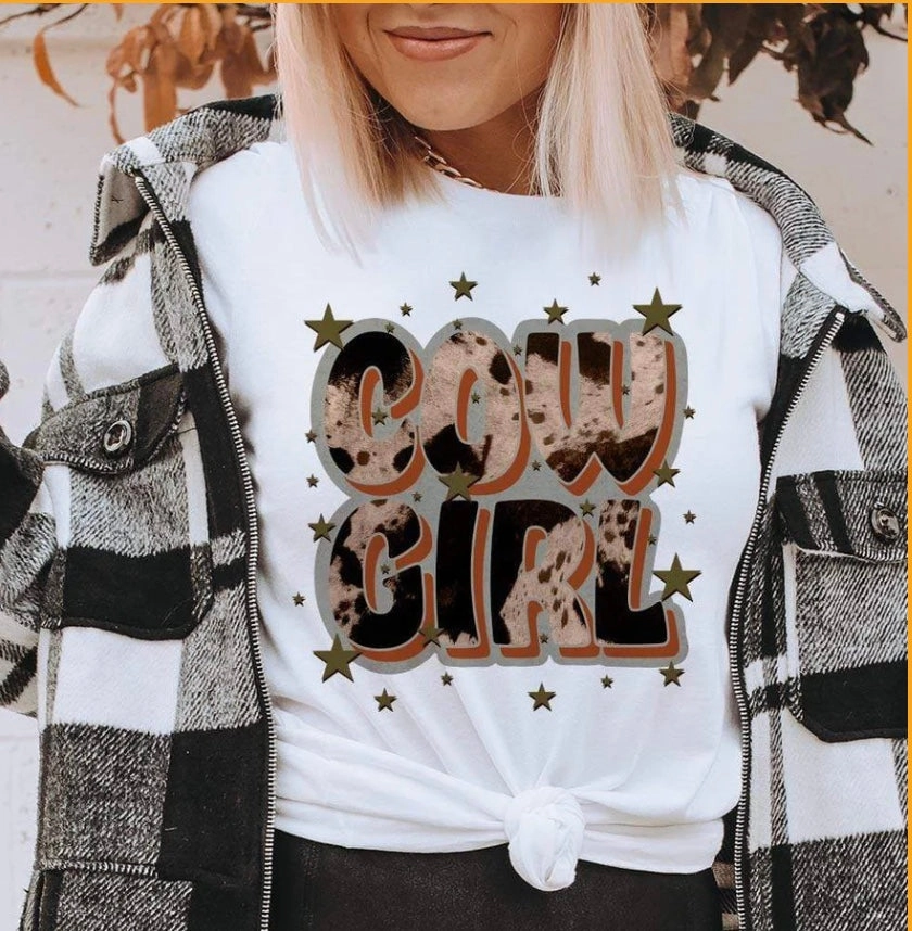 Cow Girl With Stars Sweatshirt Workshop wear