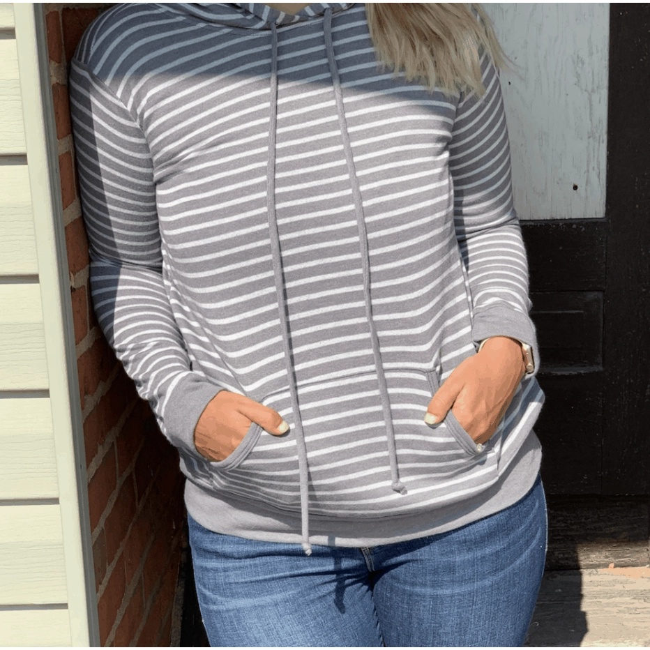 product premium quality Abstract print Grey Striped Slub Sweatshirt
